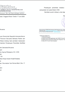 Penerbitan Sertifikat Standar KBLI 78423
