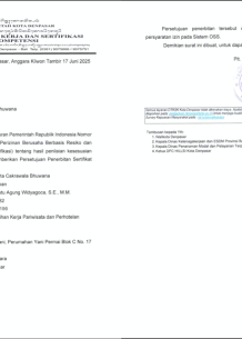 Penerbitan Sertifikat Standar KBLI 78424